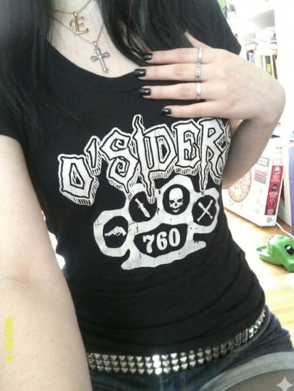 D’SIDERS "760" Graphic Tee in Size XL​ Y2K Black Babytee Grunge Emo Affliction